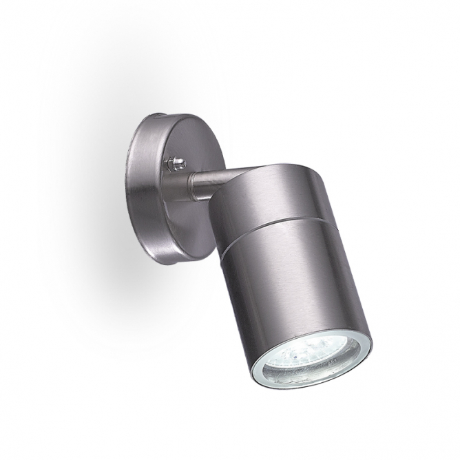 Zidna svetiljka sa ip 44 zaštitom u telu od nerđjajućeg čelika u boji nikla/hroma.
