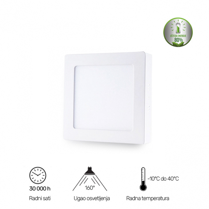 LED panel snage 12W, sa prirodno belom bojom svetla.