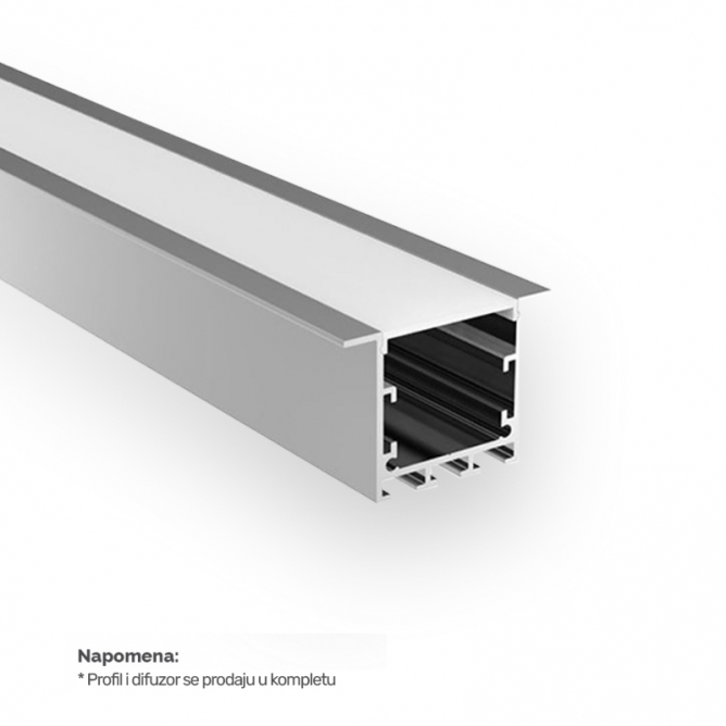 Ugradni LED aluminijumski profil i difuzor u jednom pakovanju. Ugradni LED aluminijumski profil i difuzor u jednom pakovanju.