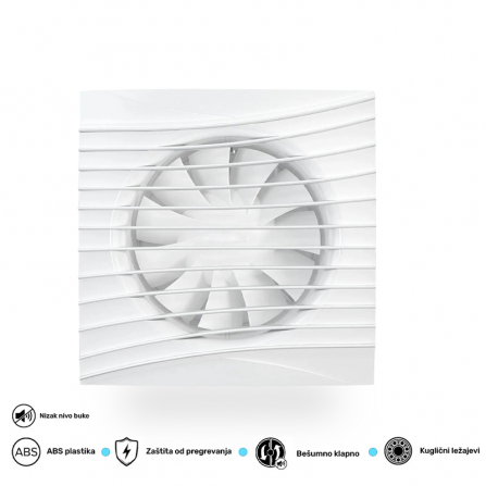 Ventilator za kućnu upotrebu sa nepovratnim ventilom, prečnika 100 mm.