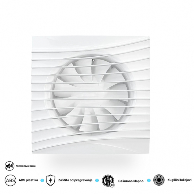 Ventilator za kućnu upotrebu sa nepovratnim ventilom, prečnika 100 mm. Ventilator za kućnu upotrebu sa nepovratnim ventilom, prečnika 100 mm.