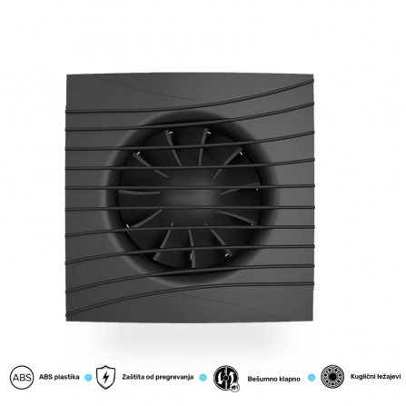 Ventilator SILENT 4C Matt Black  se koristi  za izduvnu ventilaciju kupatila, tuševa, kuhinja i drugih kućnih prostorija.