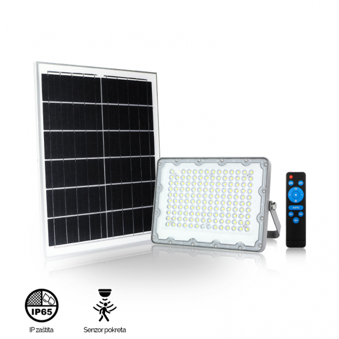 Solarni reflektor snage 200W u kompletu sa panelom i daljinskim upravljačem.