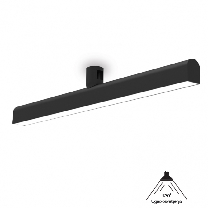 Modularna LED šinska svetiljka crne boje, namenjena za Magnetic šinsku rasvetu.