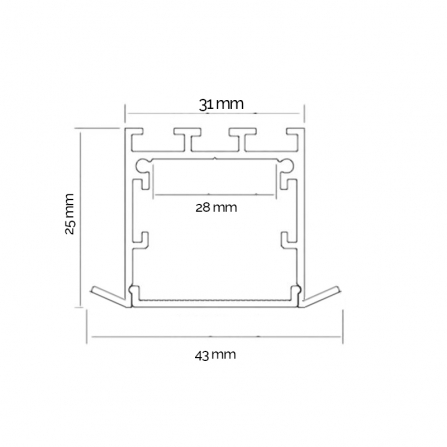 Ugradni LED profil, komplet sa difuzorom, sivi, 2m