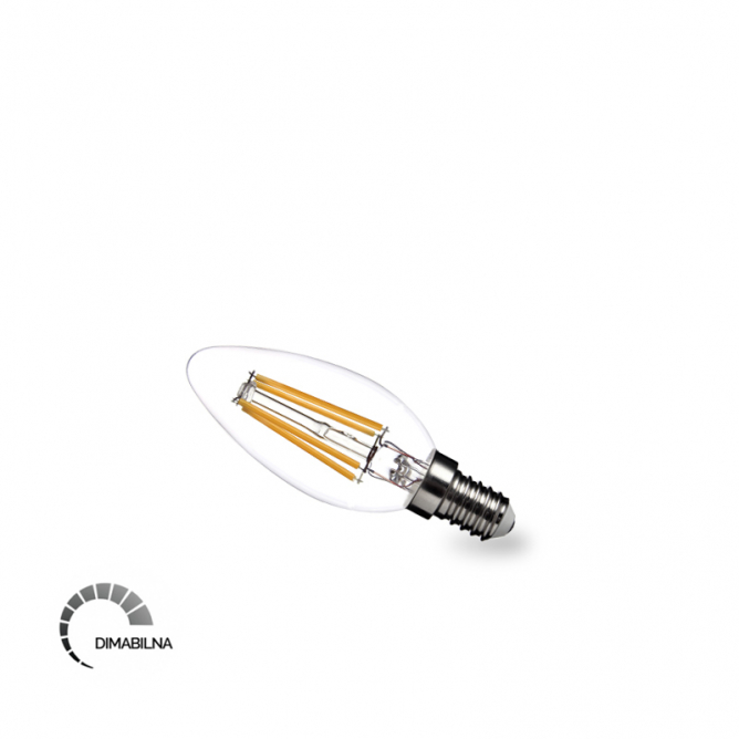 LED sijalica Filament, dimabilna, C37, grlo E14.