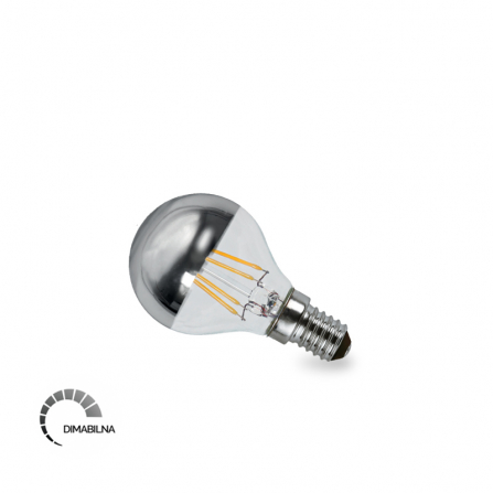 LED sijalica Filament, dimabilna, sa srebrnim vrhom (silver top) G45, grlo E14.