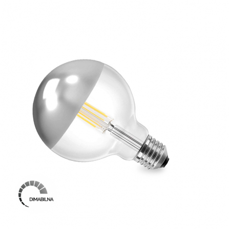 LED sijalica Filament, dimabilna, sa srebrnim vrhom (silver top) G125, grlo E27.