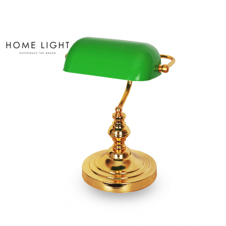 Stilizovana "bankarska" stona lampa retro izgleda u kombinaciji boja mesing i zelene