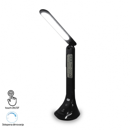 LED stona lampa sa 3 stepena dimovanja i digitalnim satom, temperaturom i datumom. Paljenje preko touch dugmeta.