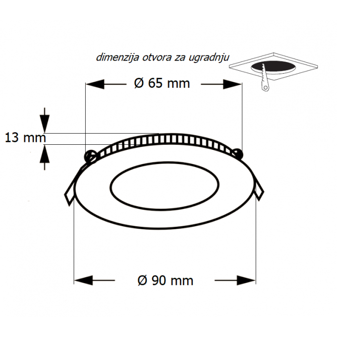 LED PANEL U/Z KNC1-3W 4000K
