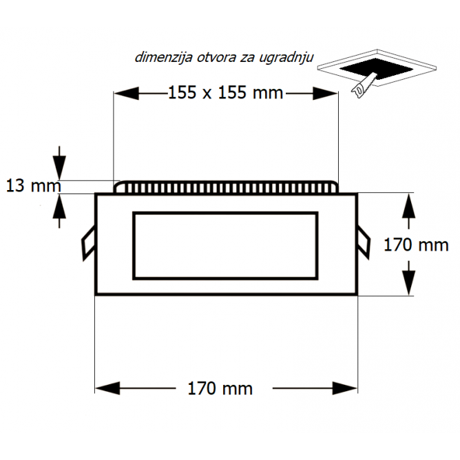 LED PANEL U/Z KNS1-12W 6500K
