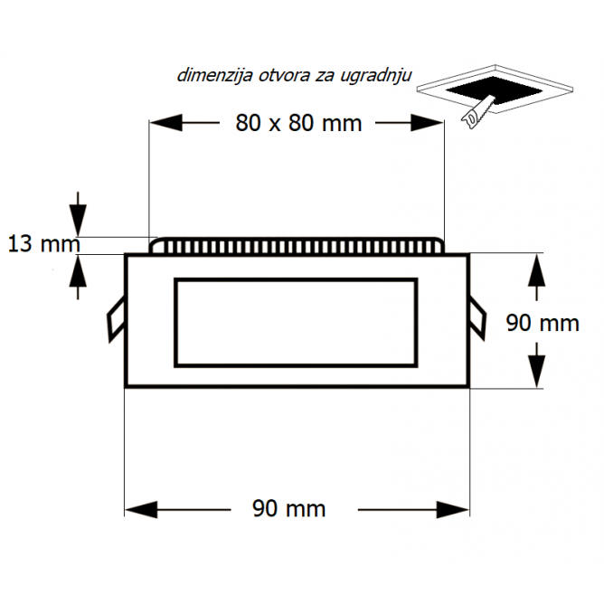 LED PANEL U/Z KNS1-03W 6500K
