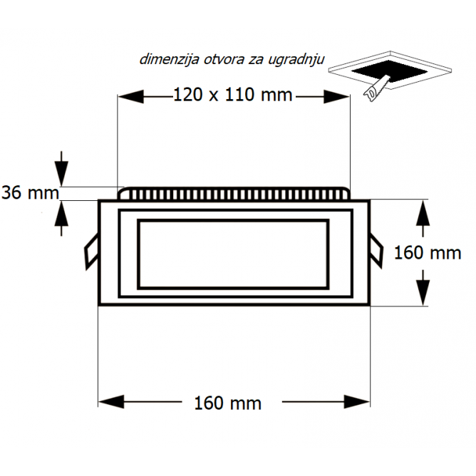 LED PANEL U/Z KNS2-12W 6500K

