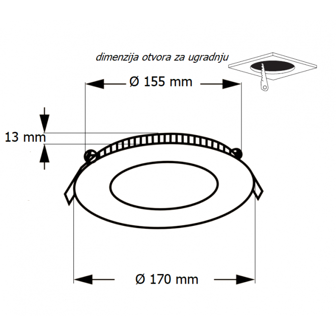 LED PANEL KA-C1 12W 6500K
