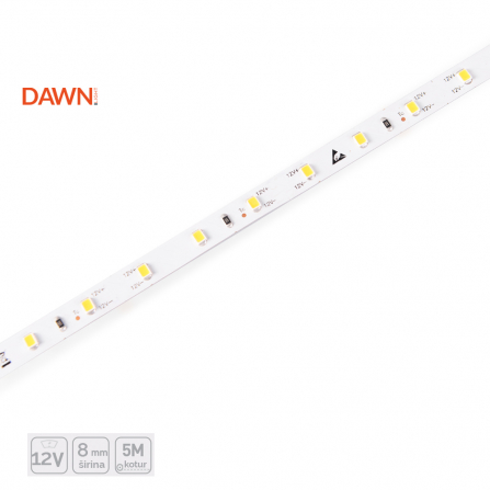 LED traka snage 7,2W po metru, emituje toplo belo svetlo.