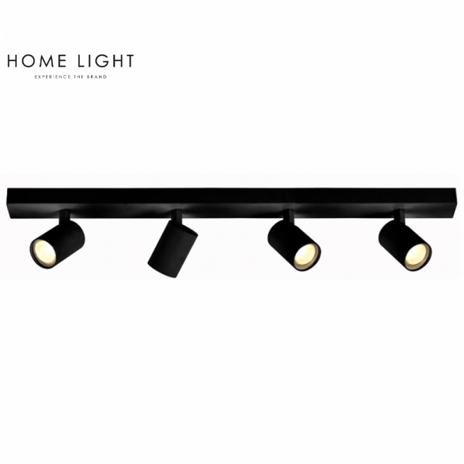 Plafonska spot svetiljka u crnoj boji sa 4 reflektora, 4xGU10