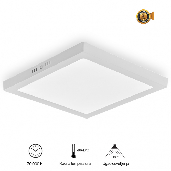 Nadgradni LED panel kvadratnog oblika, snage 36W sa hladno belom bojom svetla (6500K)