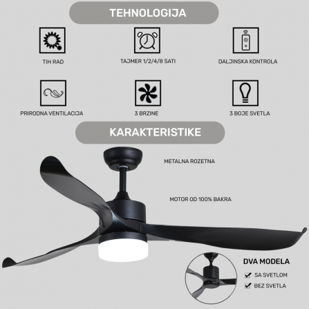 Plafonski ventilator sa led svetlom - savršen
 dodatak za dnevne i trpezarijske sobe i poslovne prostore.