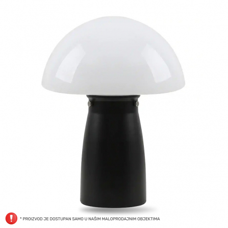 Stona lampa model HN2456-B/G sa crnim telom i belim abažurom.