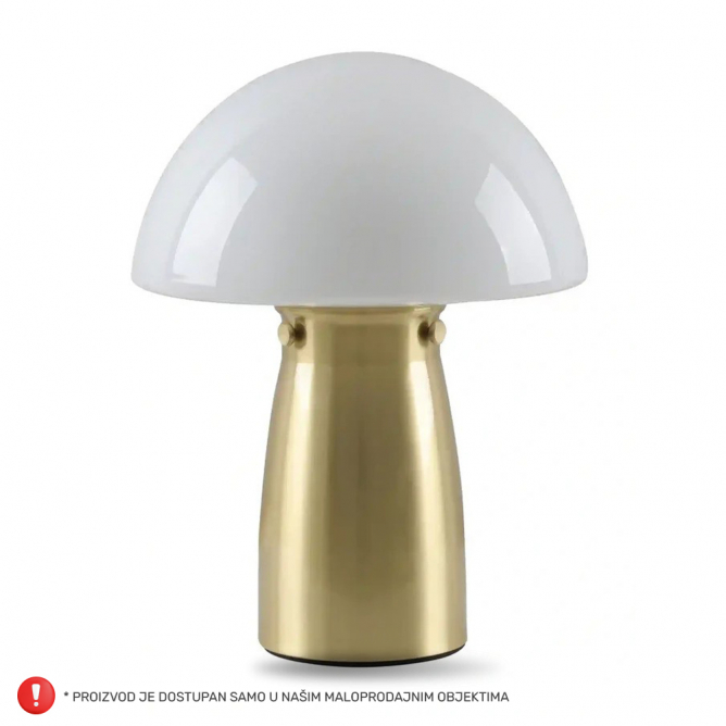 Stona lampa model HN2456-CU/W u kombinaciji mesing i bele boje.