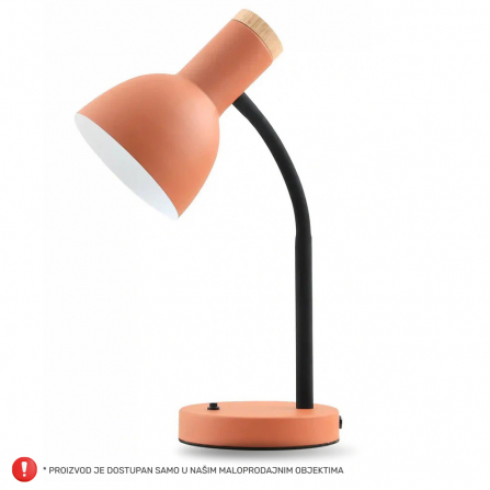 Stona lampa HN2593-1525, osnova je u mat narandžastoj boji sa crnim i belim detaljima.