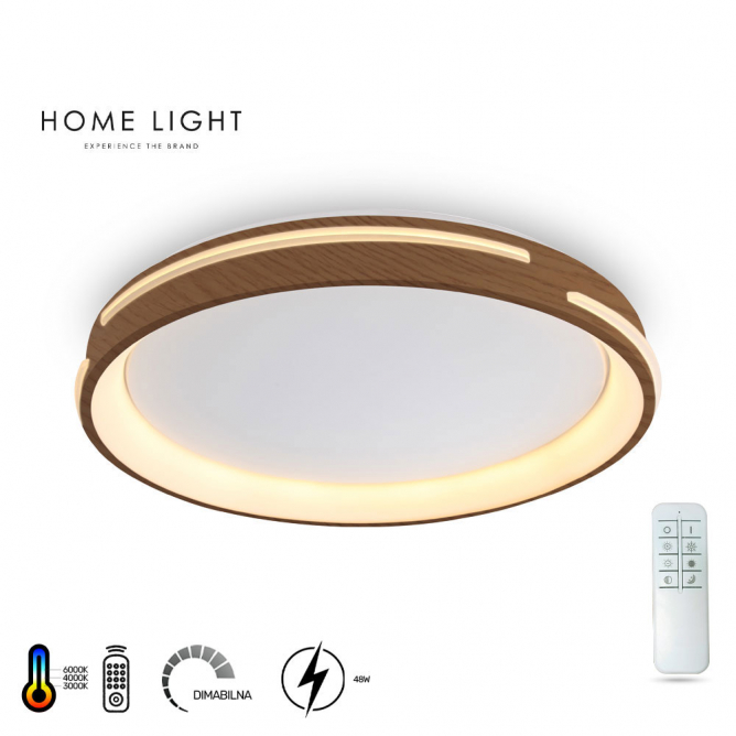 LED plafonjera u boji drveta sa daljinskom kontrolom i promenom boje svetla, snage 48W. LED plafonjera u boji drveta sa daljinskom kontrolom i promenom boje svetla, snage 48W.