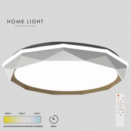 LED plafonjera sa odabirom snage 24W/48W, promena nijansi bele boje preko daljinske kontrole.