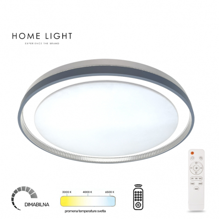 LED plafonjera bele boje sa opcijom odabira snage i promenom boje svetla preko daljinske kontrole.