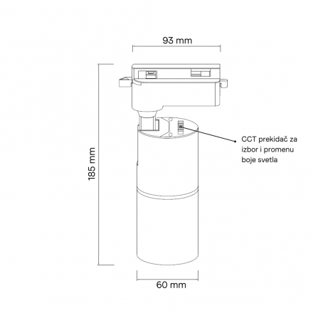 LED šinski reflektor LDG5030T (beli) monofazni sa podešavanjem temperature boje svetlosti (CCT) od 3000K, 4000K, do 6000K
