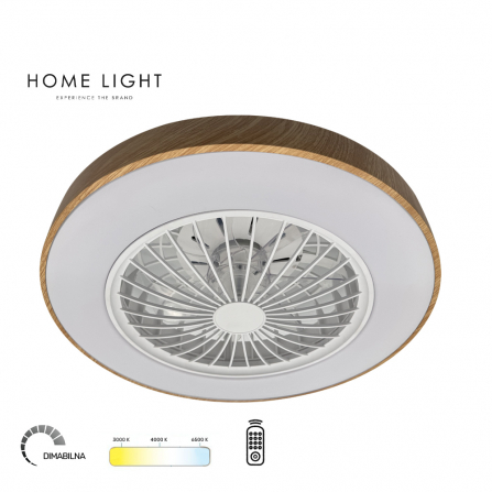 Led plafonjera-ventilator snage 48W, boja drveta, sa ugrađenim ventilatorom i mogućnošću dimovanja svetla