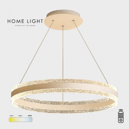 Elegantni LED luster snage 48W, bele boje, ima mogućnost promene boje svetla (3000/4000/6000K) preko daljinskog upravljača