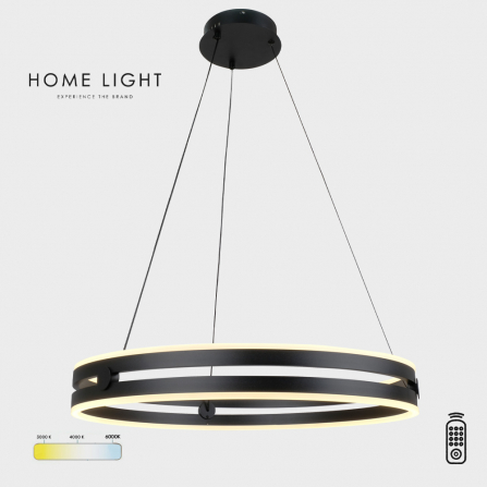 Crni LED luster sa 48W snage, dimabilan i sa mogućnošću promene boje svetla (3000K, 4000K, 6000K)