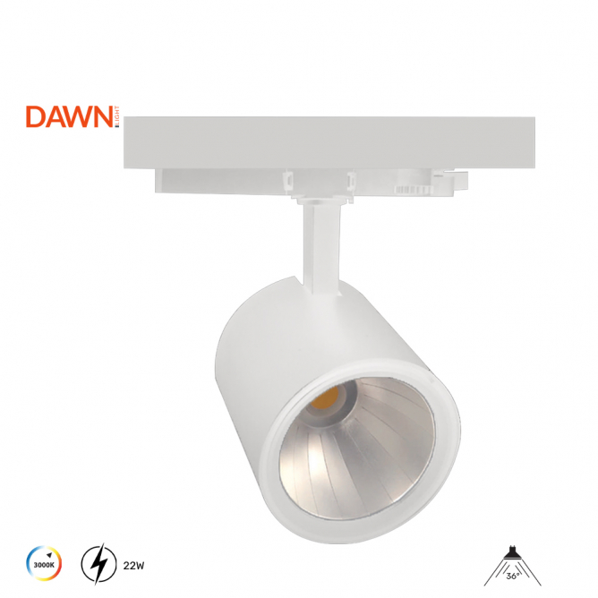 LED šinski reflektor na 22W snage, emituje toplo belo svetlo na 3000K LED šinski reflektor na 22W snage, emituje toplo belo svetlo na 3000K