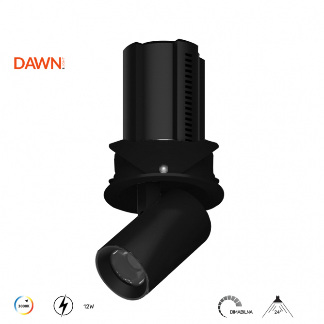 Elegantna crna LED svetiljka snage 12W, emituje toplo belo svetlo od 3000K, dimabilna Elegantna crna LED svetiljka snage 12W, emituje toplo belo svetlo od 3000K, dimabilna