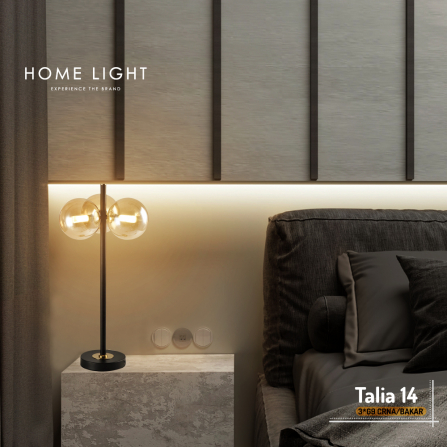Elegantna stona lampa koja kombinuje bakar sa crnom bojom.