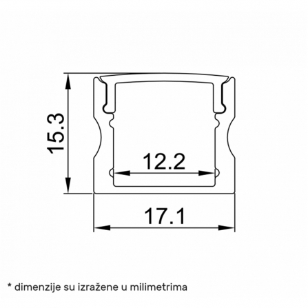 Nadgradni LED aluminijumski profil, siva boja.