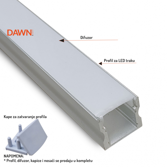 Nadgradni LED aluminijumski profil, siva boja. Nadgradni LED aluminijumski profil, siva boja.