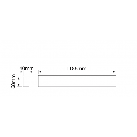 Linijska LED svetiljka dužine 1,2 metra u crnoj boji, sa snagama od 20W, 30W i 40W