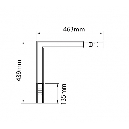 LED svetiljka u obliku slova "L" pod 90°, bele boje, sa snagama od 21W, 18W, 15W i 12W.