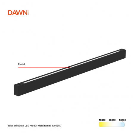 LED modul LT-T-020 1,2m CCT crni se postavlja na vrh svetiljke, okrenut ka plafonu