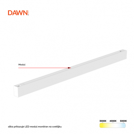 LED modul LT-T-020 1,2m CCT beli se postavlja na vrh svetiljke