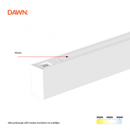 LED modul LT-T-020 1,5m CCT beli se postavlja na vrh svetiljke, okrenut ka plafonu