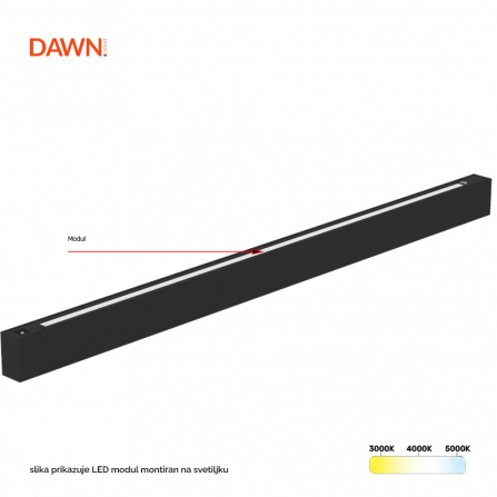 LED modul LT-T-020 1,5m CCT crni se postavlja na vrh svetiljke, okrenut ka plafonu.