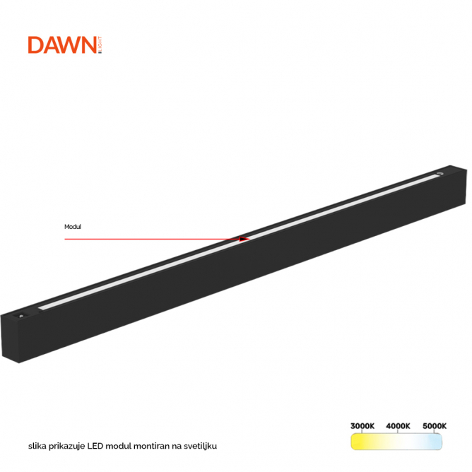 LED modul LT-T-020 1,5m CCT crni se postavlja na vrh svetiljke, okrenut ka plafonu. LED modul LT-T-020 1,5m CCT crni se postavlja na vrh svetiljke, okrenut ka plafonu.