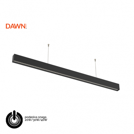 Linijska LED svetiljka dužine 1,2 metra u crnoj boji, sa snagama od 20W, 30W i 40W