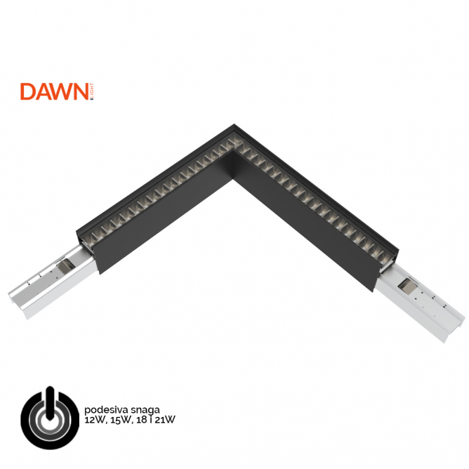 LED svetiljka u obliku slova "L" pod 90°, crne boje, sa snagama od 21W, 18W, 15W i 12W LED svetiljka u obliku slova "L" pod 90°, crne boje, sa snagama od 21W, 18W, 15W i 12W