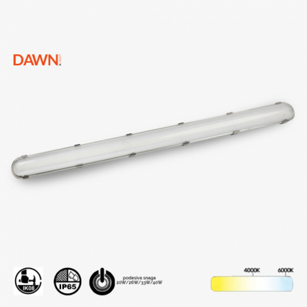 Vododiht LED svetiljka sa visokom IP65 zaštitom, dužine 1200 mm. Mogućnost promene snage i temperature svetla.