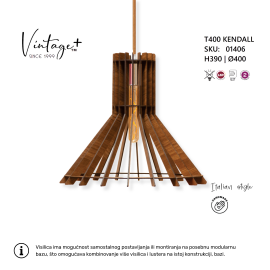 VINTAGE KENDALL T400 VISILICA 1*E27 (Ø 400 mm, h-390 mm) – SKU01406