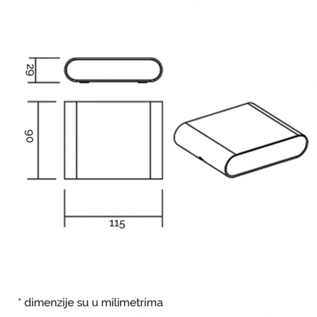 Zidna LED svetiljka u aluminijumskom kućištu IP 54 zaštite, u antracit boji, snage 6.5 W.